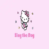 والپیپر slay the day با طرح هلو کیتی و پس زمینه صورتی