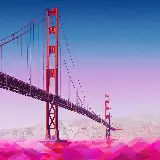 چاپ قاب موبایل و گوشی عکس پل گلدن گیت با رنگ صورتی در غروب آفتاب
