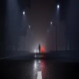 والپیپر سیلوئت جاده در مه با جلوه هنری و کیفیت 4K برای دسکتاپ