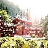 عکس معبد ژاپنی با معماری سنتی و درختان زیبا با کیفیت HD