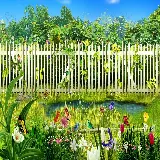 عکس منظره بهاری با دروازه رنگارنگ و طبیعت سرسبز