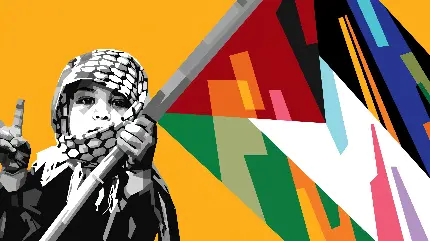 خرید پوستر دیواری دختر با پرچم برای اتاق نوجوانان