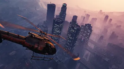 سفارش تابلو دیواری GTA 5 با طرح Sunset City برای پذیرایی
