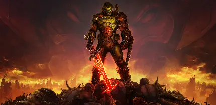 تابلو بازی doom eternal با طرح doomguy برای اتاق گیمینگ