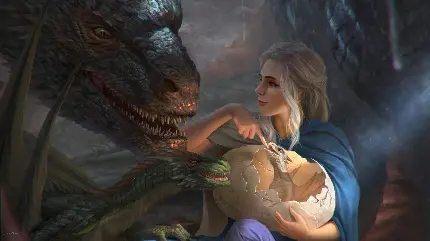 سفارش تابلو دیواری Daenerys با اژدها از Game of Thrones با چاپ 5K