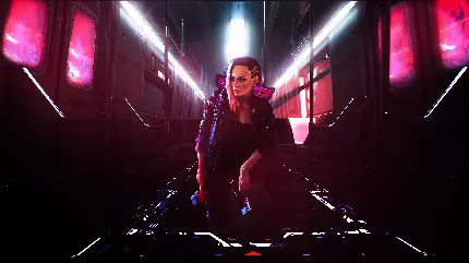 تابلو شاسی شخصیت Female V از بازی Cyberpunk 2077 برای اتاق