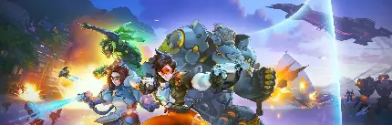 چاپ پوستر بک گراند بازی Overwatch با طراحی هنری و کیفیت 4K