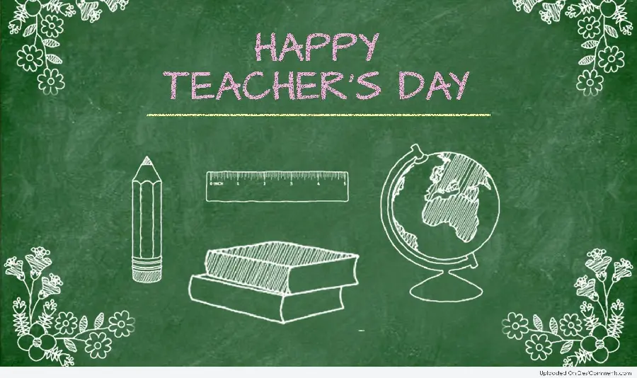 پس زمینه روز معلم مبارک به انگلیسی بر روی تخته سیاه