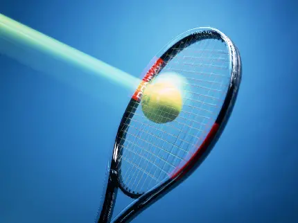 عکس اسلومیشن لحظه برخورد توپ با راکت تنیس با کیفیت عالی
