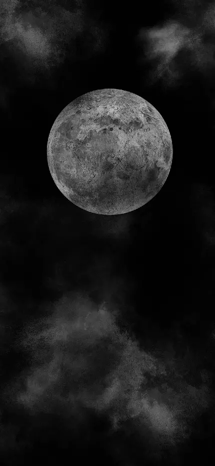 والپیپر مشکی ساده با طرح ماه کامل برای واتساپ و تلگرام