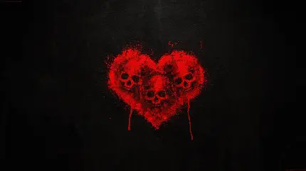 دانلود عکس قلب قرمز با جمجمه برای پروفایل‌های ترسناک