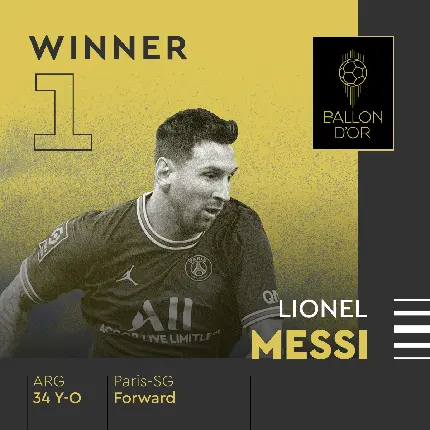 تصویر لیونل مسی برنده توپ طلا سال 2021