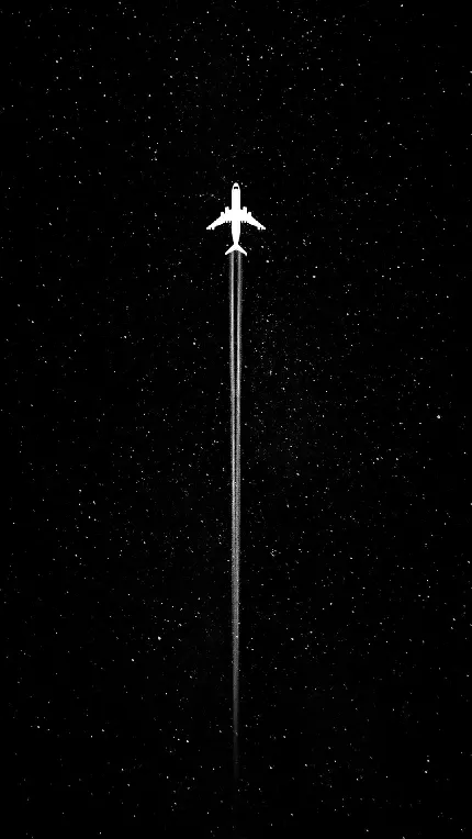 والپیپر مشکی شاخ هواپیما در آسمان پرستاره شب با کیفیت HD