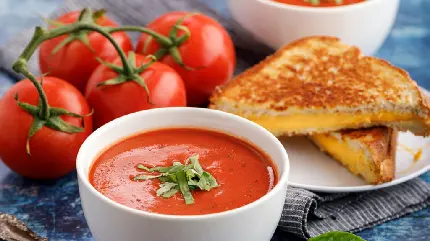 عکس سوپ خوش عطر و خاص گوجه فرنگی با کیفیت بالا