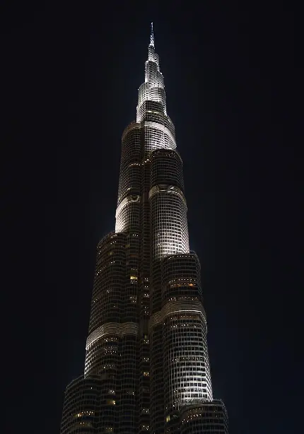 عکس برج خلیفه الماس شهر دبی در شب با کیفیت بالا