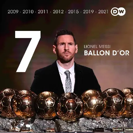 عکس لئو مسی برنده توپ طلای سال 2021