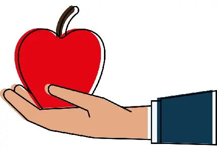 دانلود عکس کارتونی سیب سرخ در دست برای کشیدن نقاشی 