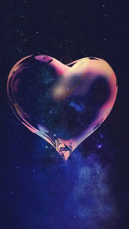 والپیپر فور کی قلب حبابی و عاشقانه در آسمان پر ستاره