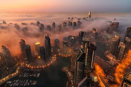 عکس برج های دبی از آسمان