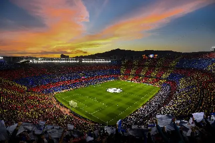 دانلود تصویر زمینه از باشگاه ورزشی نیوکمپ شهر بارسلونای اسپانیا