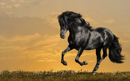 عکس زیباترین اسب مشکی جهان