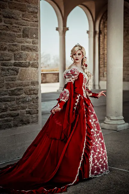 عکس پرنسس در لباس بی نظیر قرمز رنگ با بهترین کیفیت