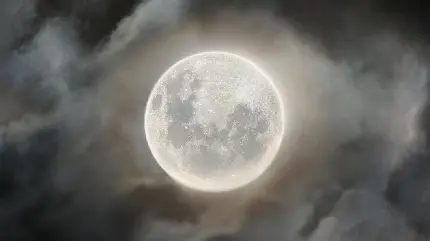 عکس و تصویر زمینه از آسمان ابری و ماه کامل مهتابی و روشن
