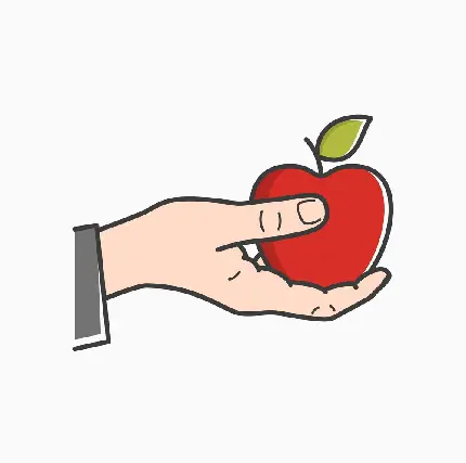 والپیپر کارتونی سیب قرمز در دست برای کودکان و خردسالان