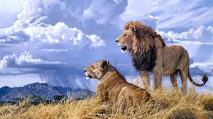 عکس زیبا از شیر نر و ماده