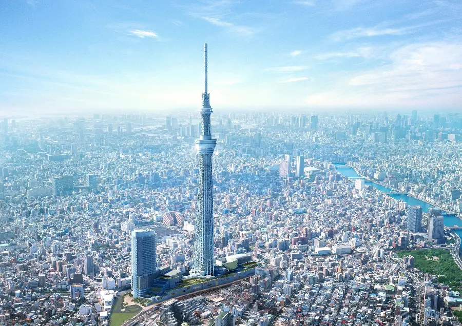 تصویر بلندترین برج ژاپن به نام اسکای تری با 634 متر بلندی برای چاپ بر روی بنر سایز بزرگ
