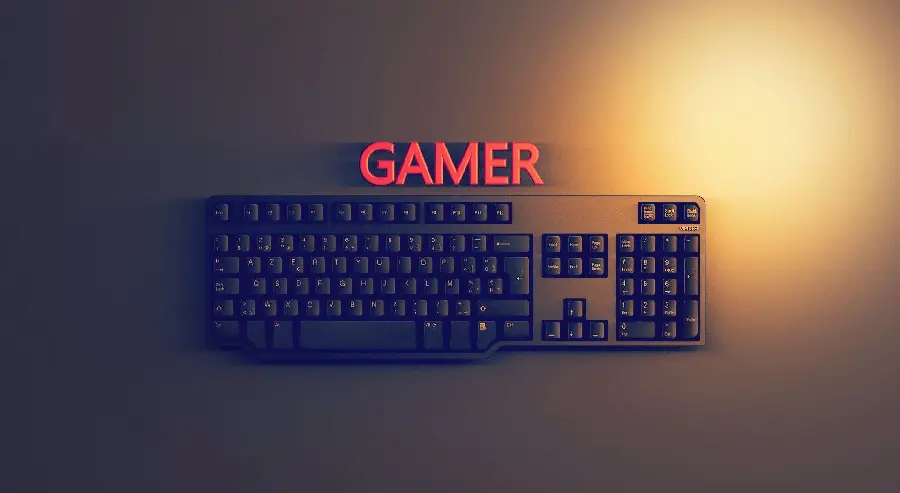 زیباترین تصویر زمینه ویندوز 11 با طرح کیبورد و با تیتر Gamer