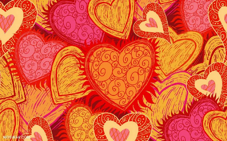 والپیپر با قلب های رنگارنگ برای روز عشاق و ولنتاین