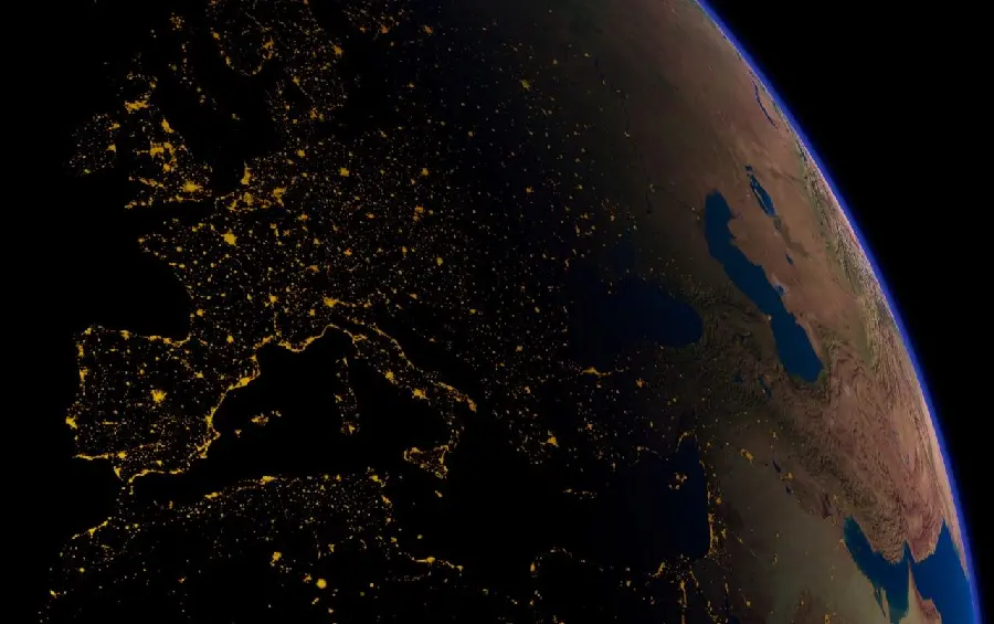 عکس از نمای خاص از کره زمین در شب با کیفیت فول اچ دی