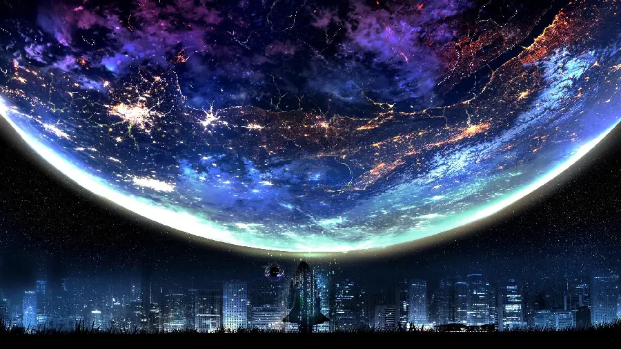 دانلود والپیپر بدیع و دیدنی از کره زمین در شب با زاویه جالب با کیفیت HD
