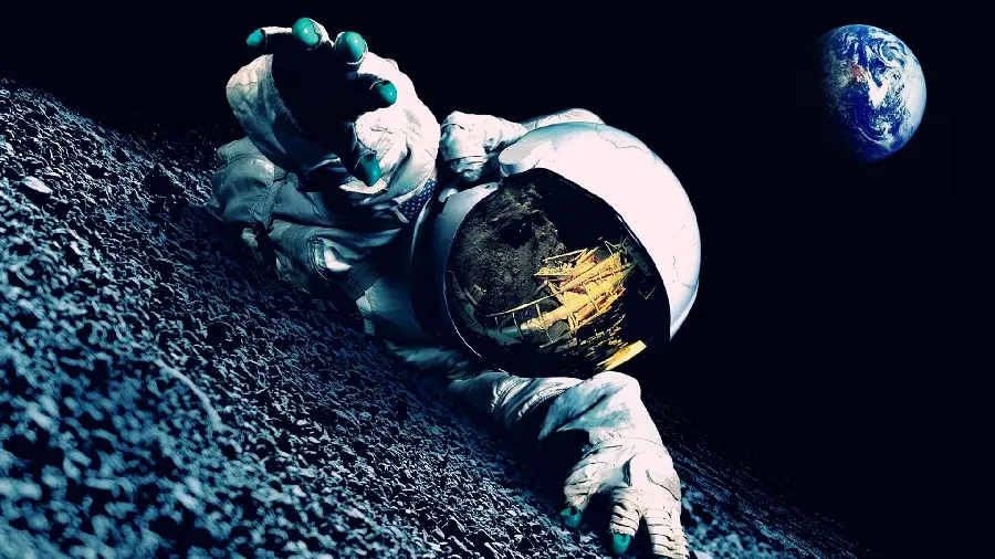 عکس فانتزی فضانورد ناسا در حال سقوط به کره زمین