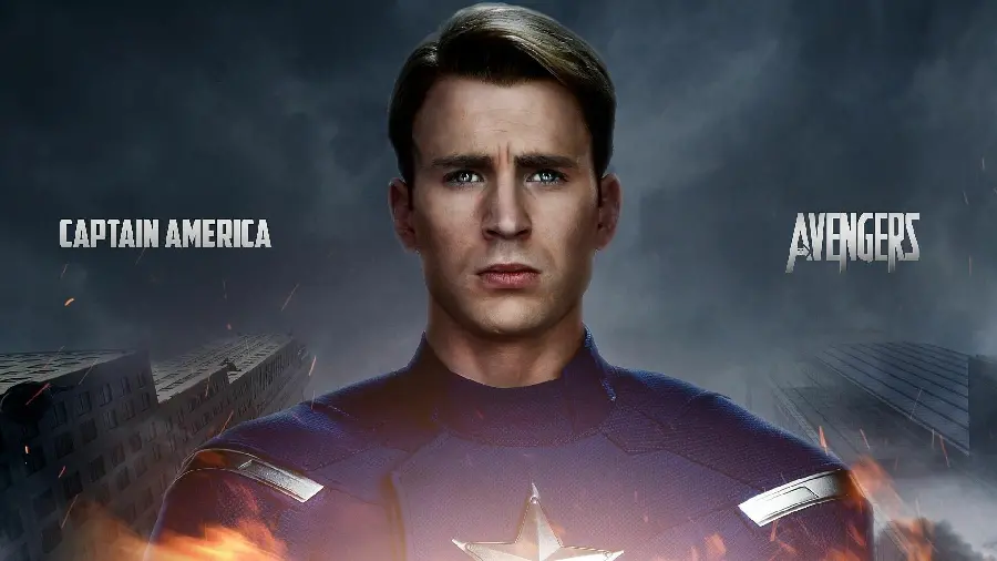 بک گراند کریس ایوانز در نقش کاپیتان آمریکا برای پروفایل و تصویر زمینه