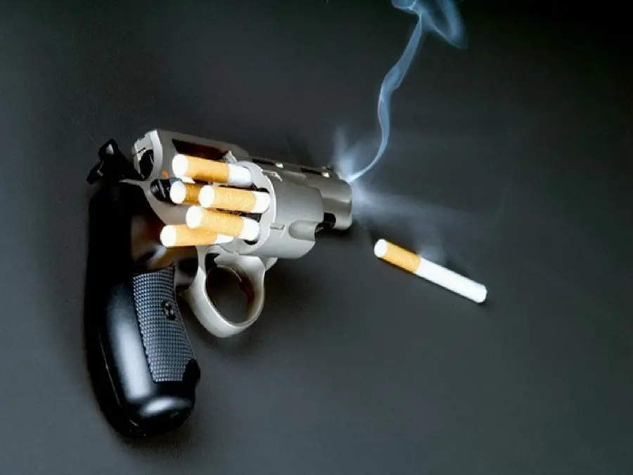 تصویر جالب و بامزه تفنگی که به جای فشنگ سیگار شلیک می کند برای پروفایل خفن