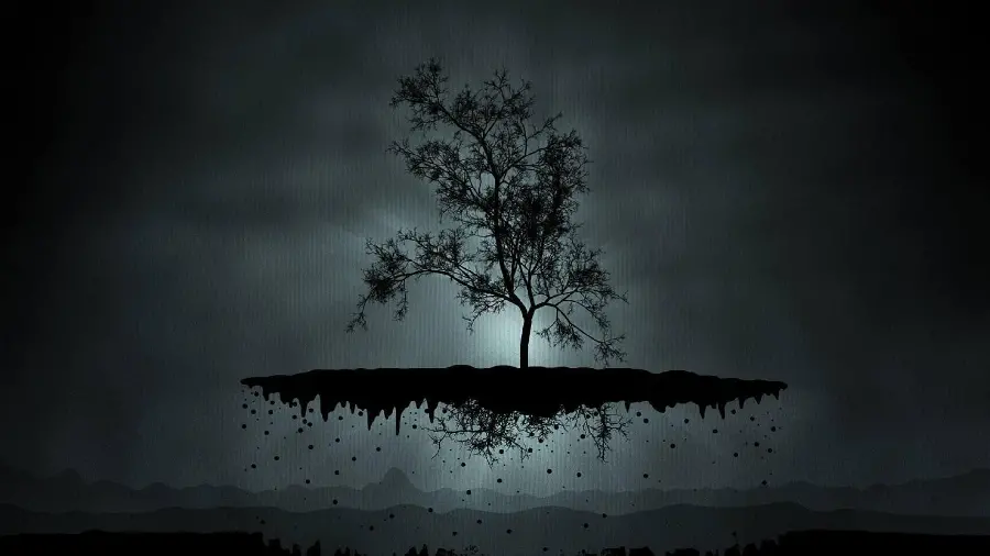 عکس جالب از هنر دیجیتال با طرح درخت تاریک و سیاه