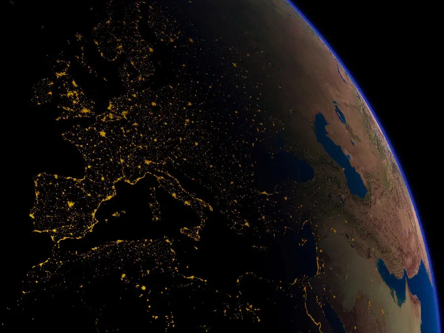 خاص ترین عکس هوایی کره زمین در شب با اندازه مخصوص برای والپیپر ویندوز 11