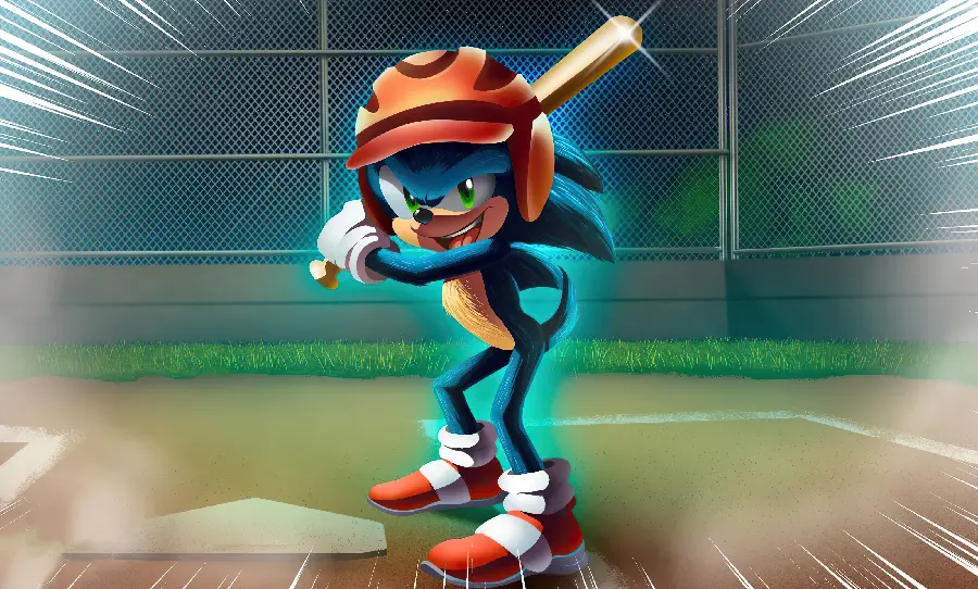 عکس خفن سونیک Sonic خارپشت آبی در حال بیسبال بازی کردن