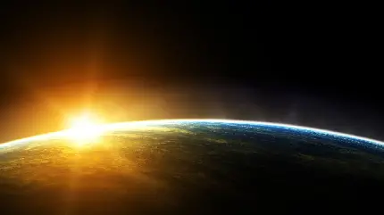 تصویر زمینه واقعی عکس فول اچ دی از کره زمین  از ناسا هنگام برخورد پرتوی خورشید بر سطحش
