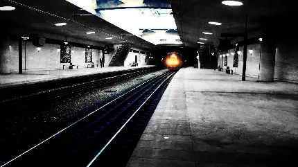 عکس سیاه و سفید ایستگاه قطار و محیط خلوت برای تصویر زمینه دسکتاپ