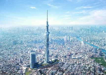 تصویر بلندترین برج ژاپن به نام اسکای تری با 634 متر بلندی برای چاپ بر روی بنر سایز بزرگ
