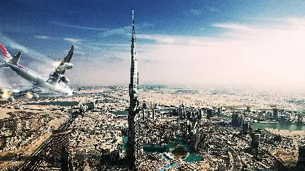 عکس هوایی جذاب شهر دبی از زاویه متفاوت برای استفاده معماران و طراحان