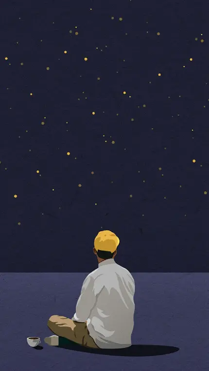 دانلود والپیپر و تصویر زمینه آیفون پرو مکس با طرح مرد تنها با کلاه زرد