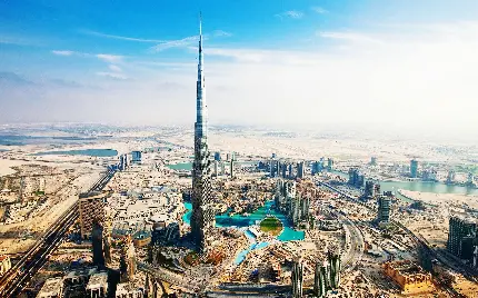 تصویر شهر دبی در روز با کیفیت عالی برای چاپ بر روی بنر سایز بزرگ