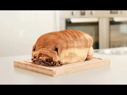 عکس جالب از سگ که به شکل نان در آمده است