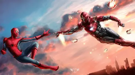 عکس مرد عنکبوتی به همراه مرد آهنی در مجموعه انتقام جویان