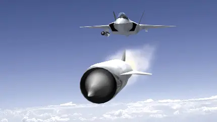عکس ناب گرافیکی از موشک پرتاپ شده از موشک انداز از زاویه جلو با کیفیت بالا