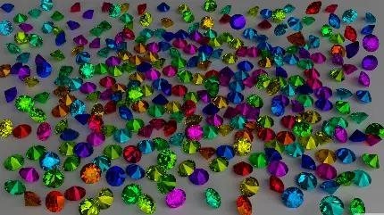 والپیپر الماس های درخشان رنگارنگ سه بعدی